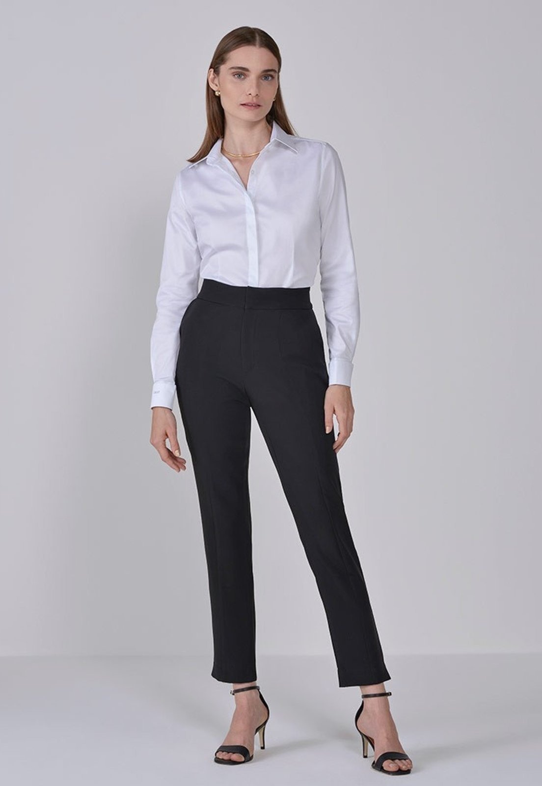 Imagem principal Calça Reta Slim de Alfaiataria Preta Reese Principessa preto