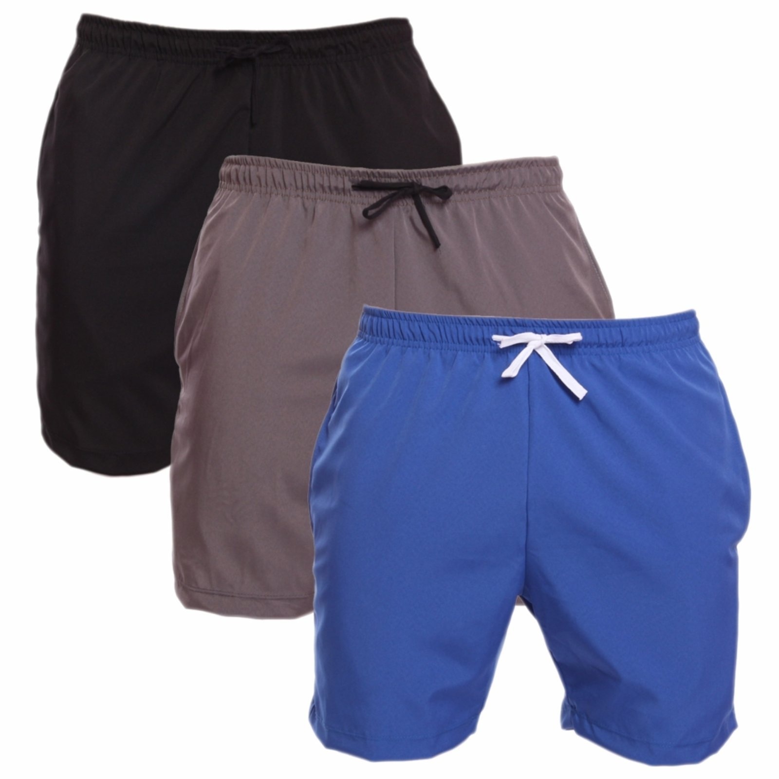 Imagem principal Kit 3 Shorts Tactel Masculino Adulto Estilo Mauricinho Praia Piscina Cinza/Azul ADRIBEN preto azul