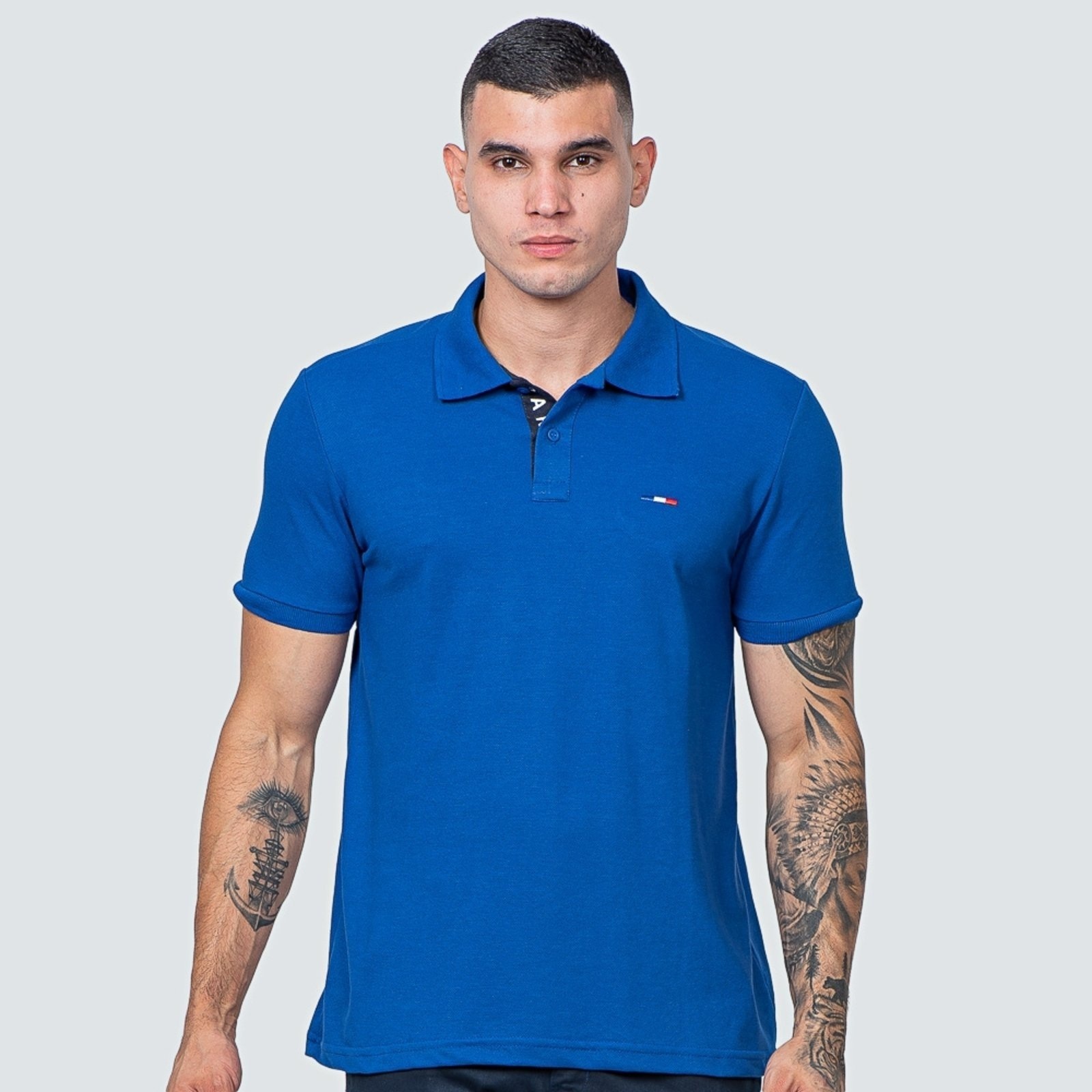 Imagem principal Camisa Polo FMF Masculina Básica Piquet no Estilo Tommy Bordado França Royal FMF azul royal