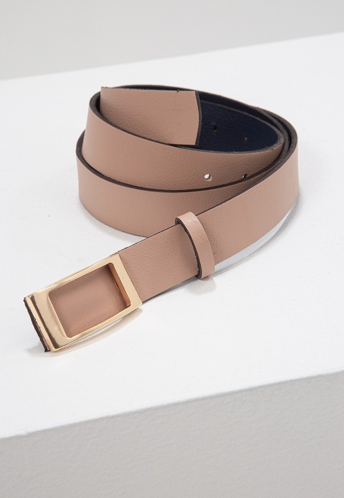 Imagem principal Cinto Bicolor Dupla Face Marinho e Nude Rosê com Fivela Retangular Ariadna Principessa azul marinho nude