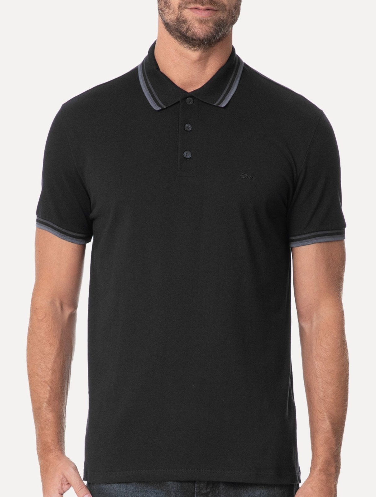Imagem principal Polo Ellus Masculina Piquet Triple Short Signature Preta Ellus preto