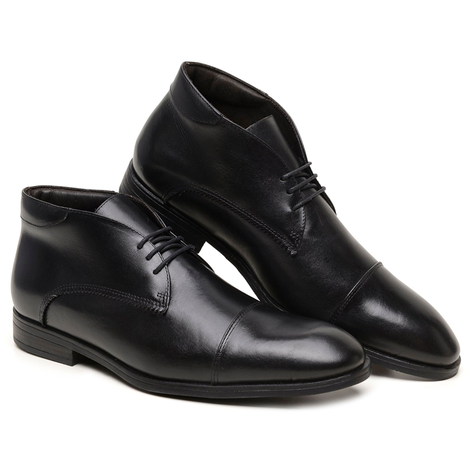 Imagem principal Sapato Masculino Veritimo Bota De Couro Social Cano Baixo Bico Redondo Amarrar Conforto Veritimo preto