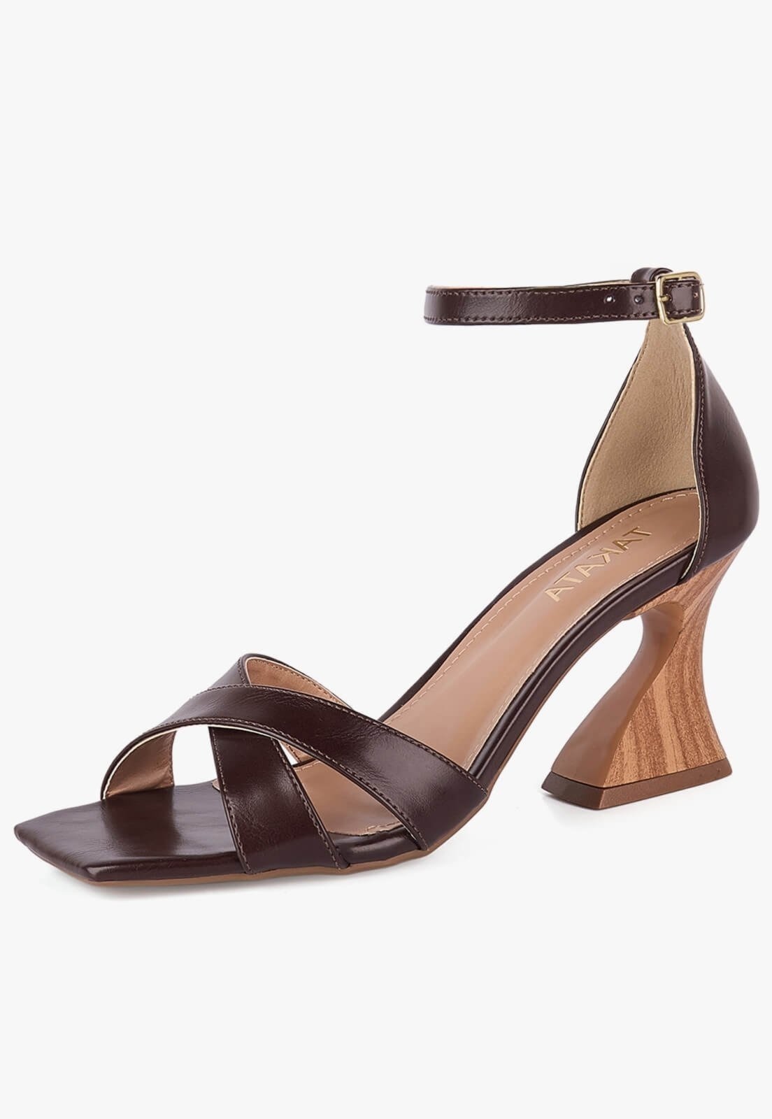 Imagem principal Sandália Feminina Takata Salto Geométrico Madeira Curva TAKATA BY RAFAEL TAKATA marrom