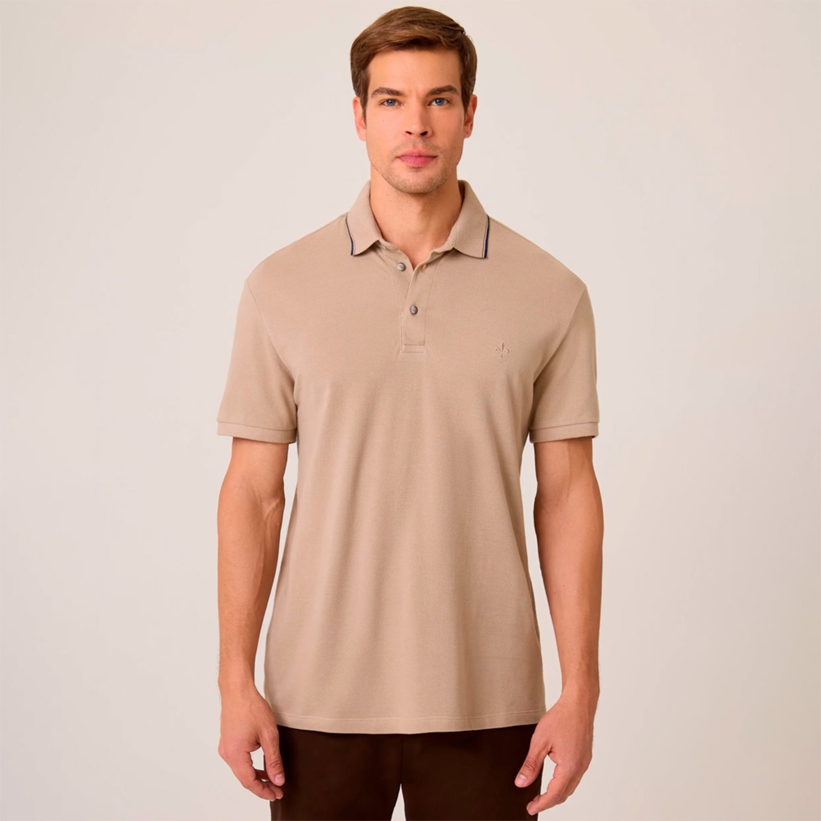 Imagem principal Camisa Polo Dudalina Gola Favo Pr26 Escuro Masculino Dudalina bege