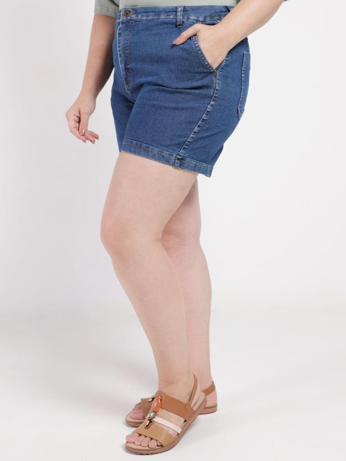 Imagem principal Short Jeans Sawary Plus Size Feminino Sawary azul