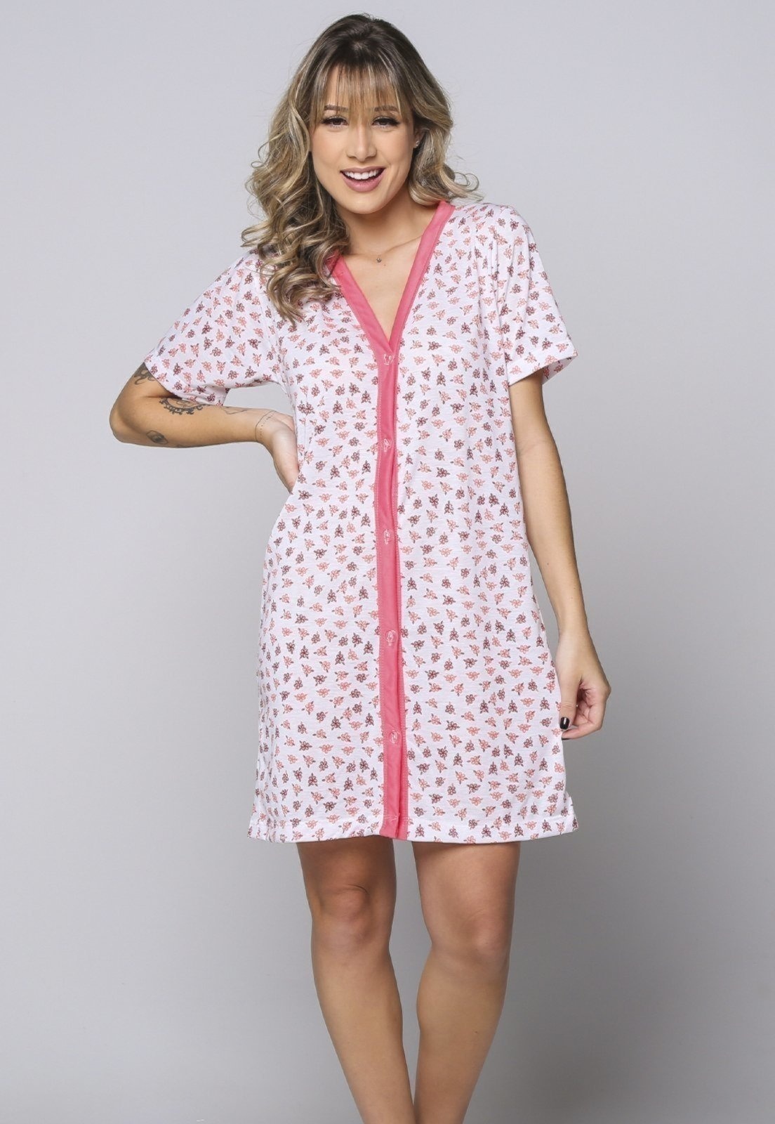 Imagem principal Camisola Aberta com Botão Serra e Mar Modas Pós Cirúrgica Helena SERRA E MAR MODAS coral