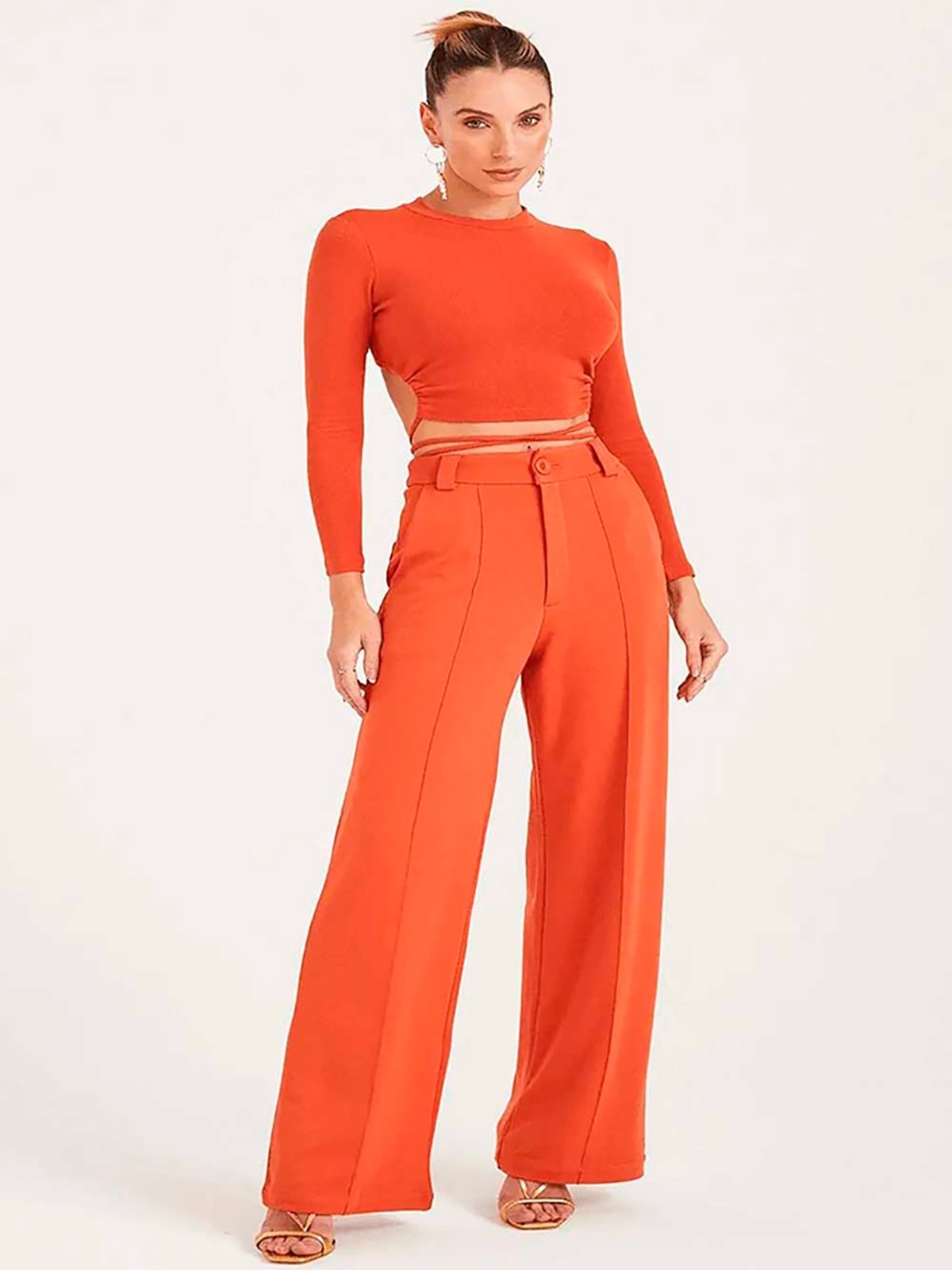 Imagem principal Calça Pantalona Zen Com Frisos ZEN marrom