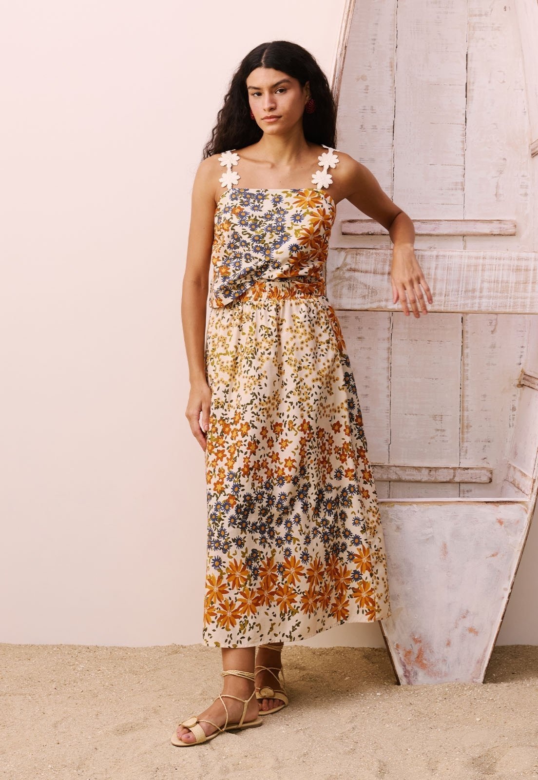 Imagem principal Saia Midi Estampada Jambú CaCay off-white