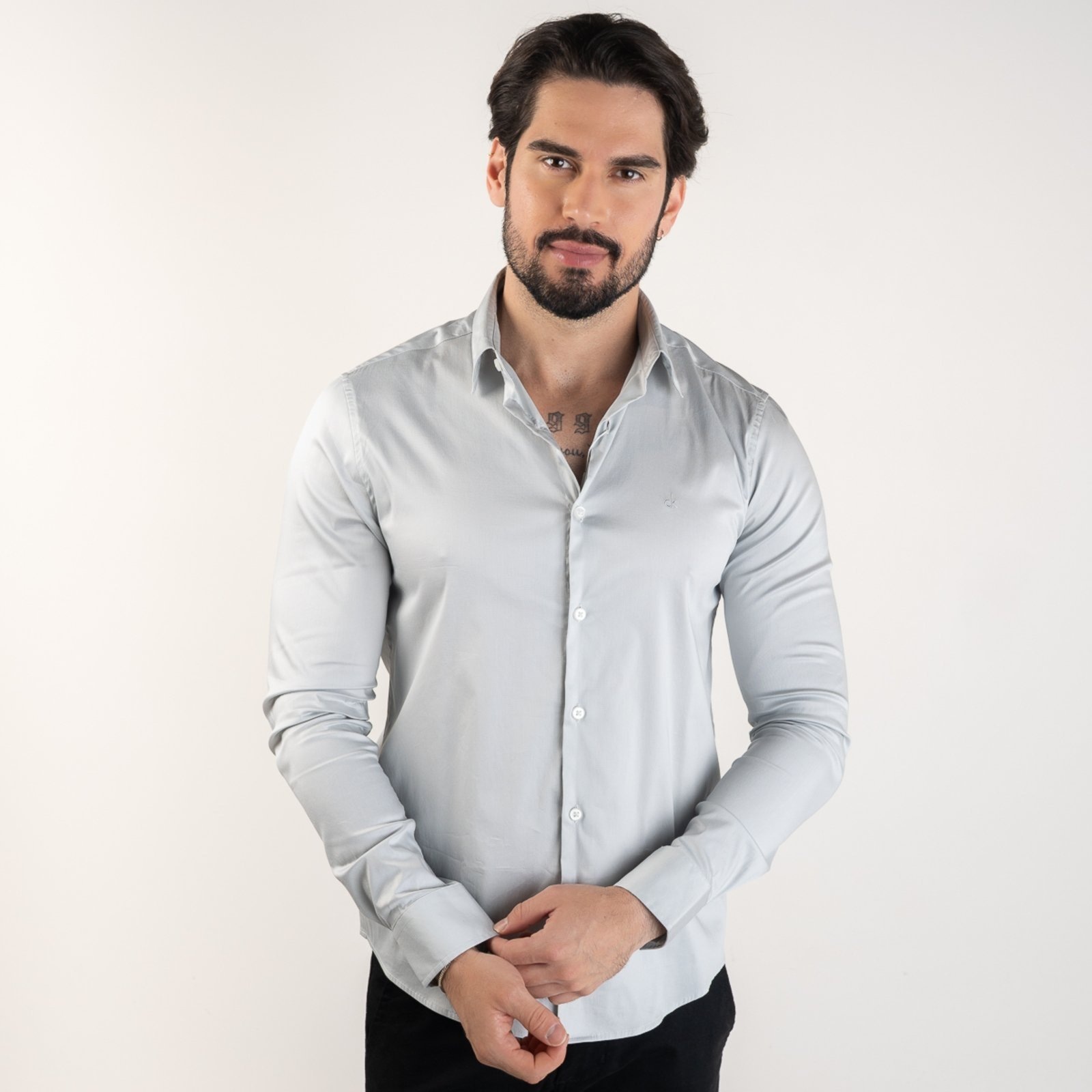 Imagem principal Camisa Slim Calvin Klein Claro Calvin Klein cinza
