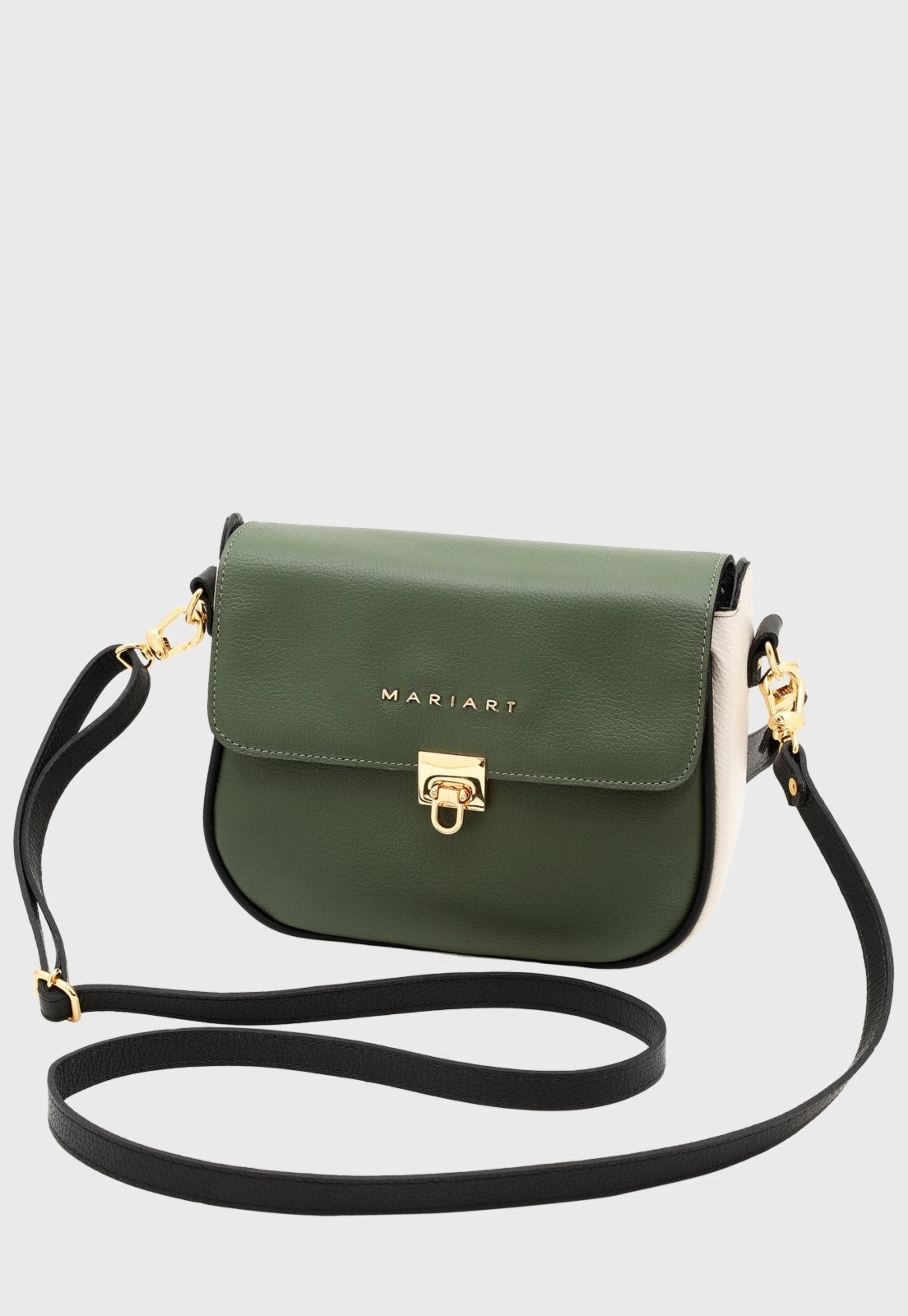 Imagem principal Bolsa de Couro Transversal Mariart Turmalina Army/Off White Mariart off-white/verde militar white