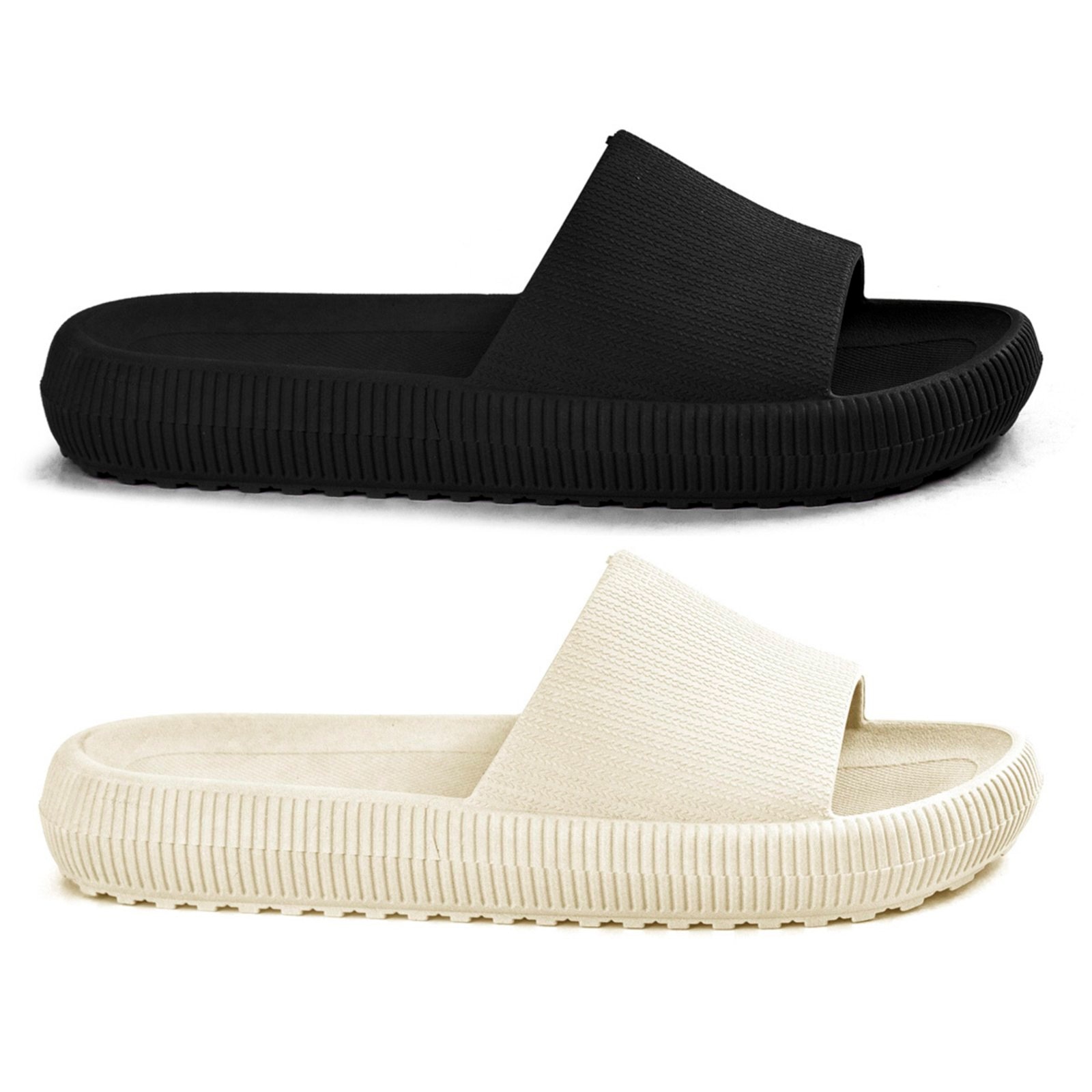 Imagem principal Kit 2 Chinelo Nuvem Feminino Anatômico Ortopédico Macio Confortável ÉPICO CALÇADOS off-white/preto