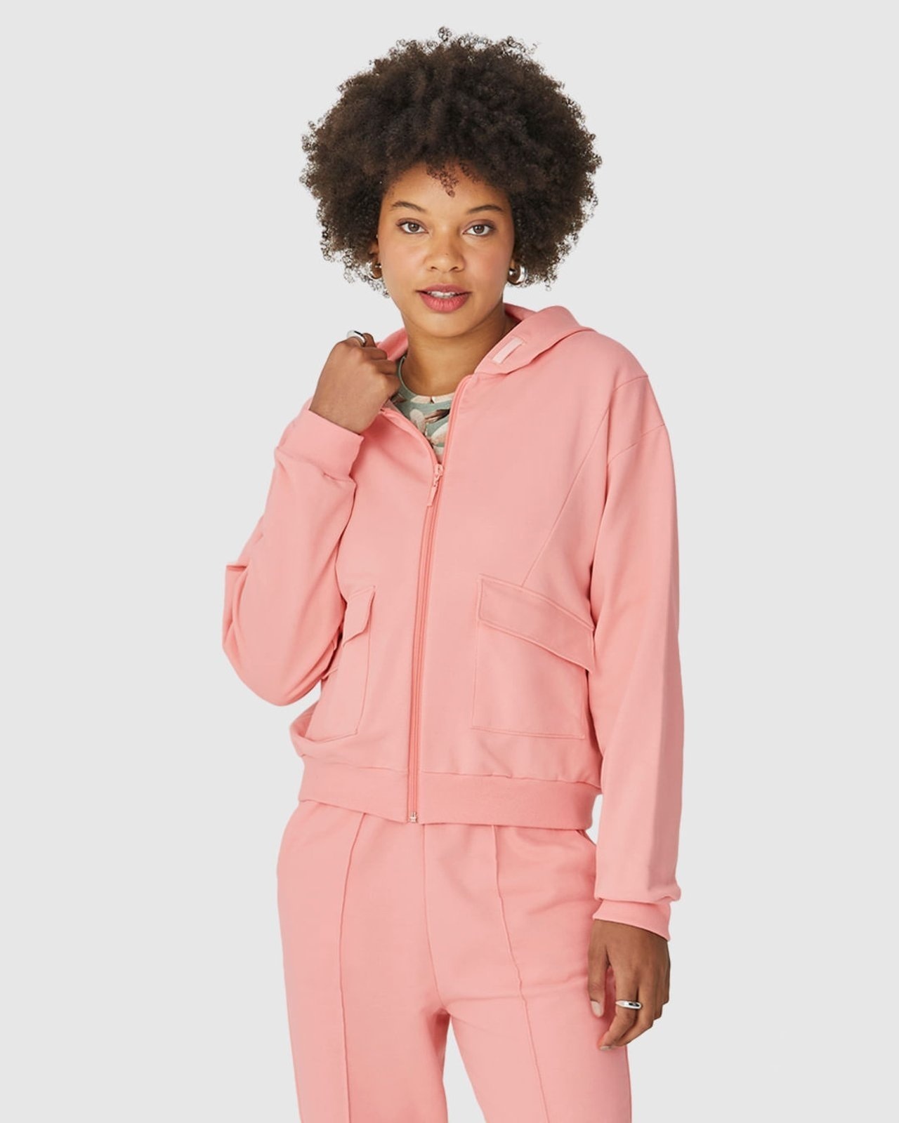 Imagem principal Jaqueta Feminina Bolso Com Lapela Em Moletom Flanelado Malwee rosa