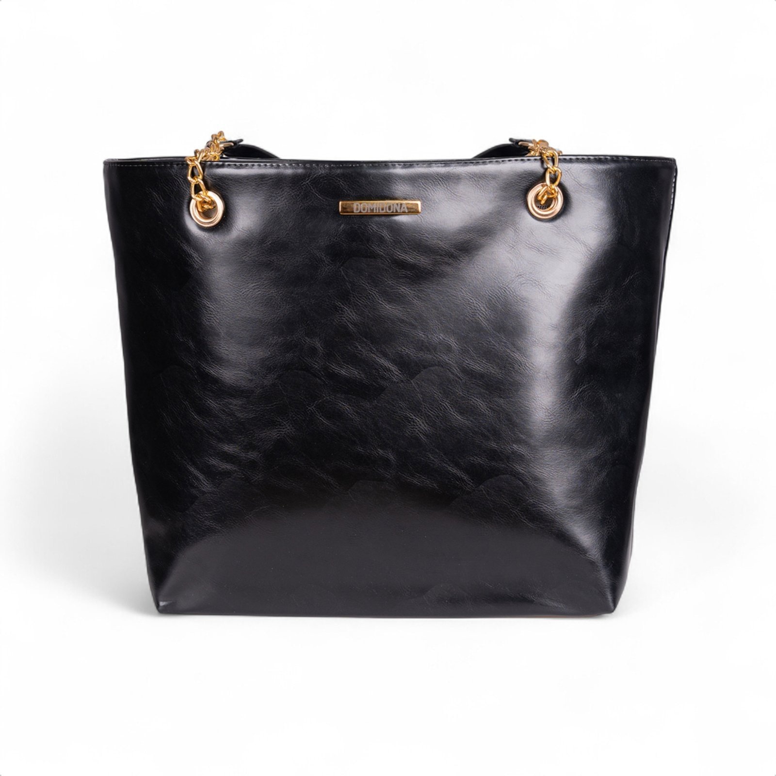 Imagem principal Bolsa Tote Bag Feminina Preta Domidona Grande Alça Dupla Detalhes Dourados Domidona preto