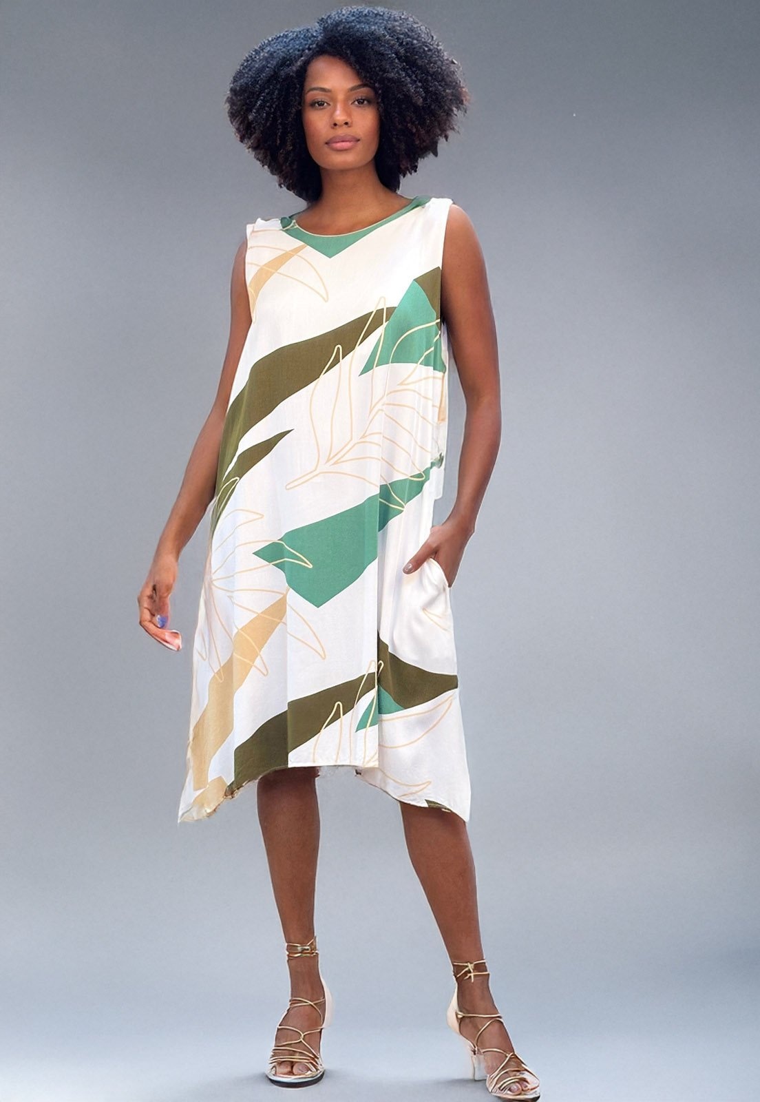 Imagem principal Vestido Amazonia Vital Plus Size Amazonia Vital branco/estampado