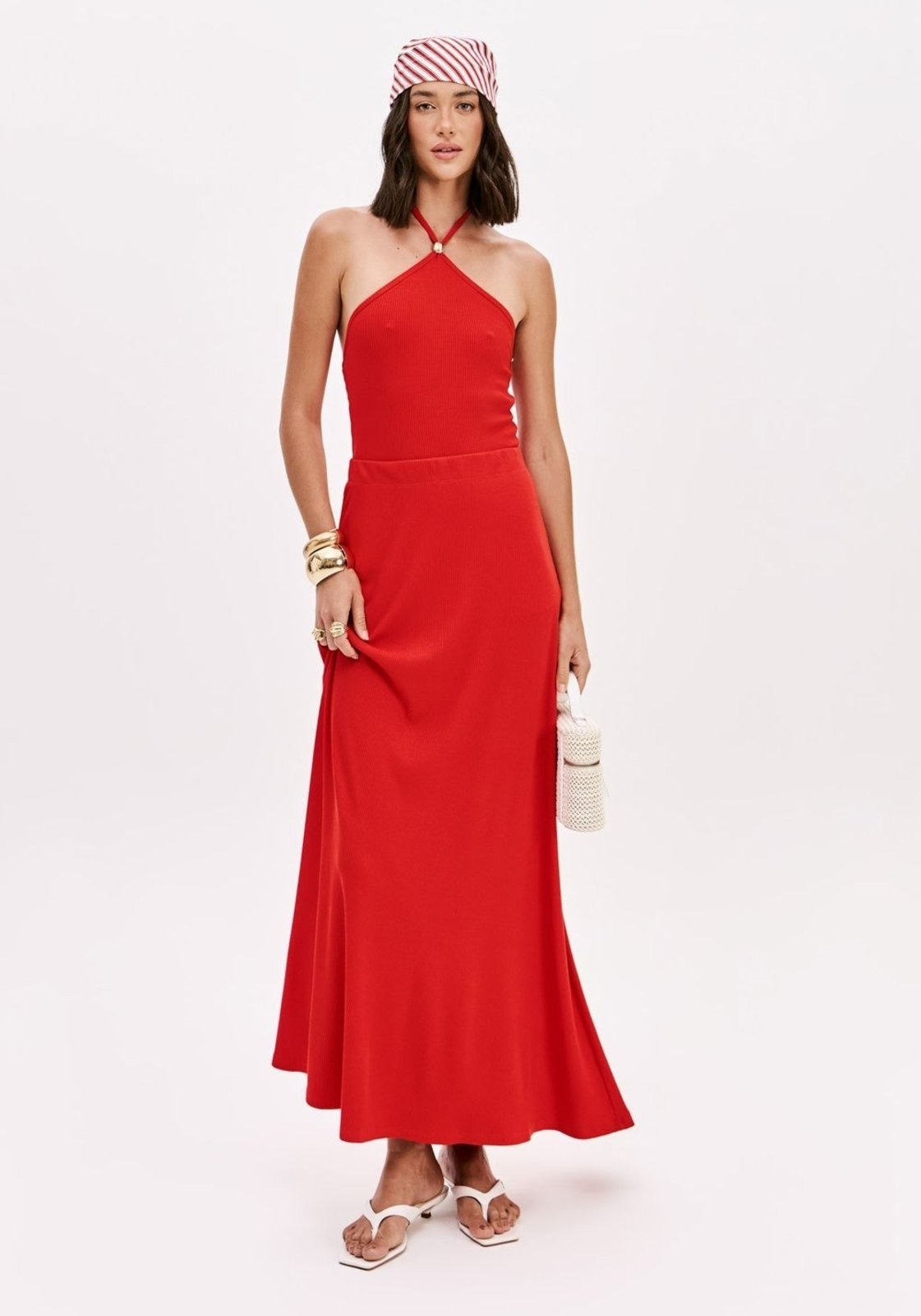 Imagem principal Saia Canelada Evasê Super Midi Lança Perfume vermelho