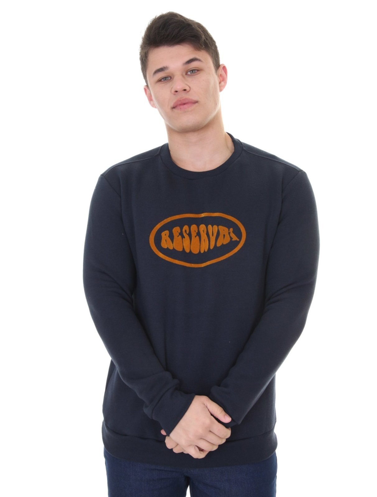 Imagem principal Moletom Reserva Masculino Crewneck Estampa Flocada Reserva azul marinho
