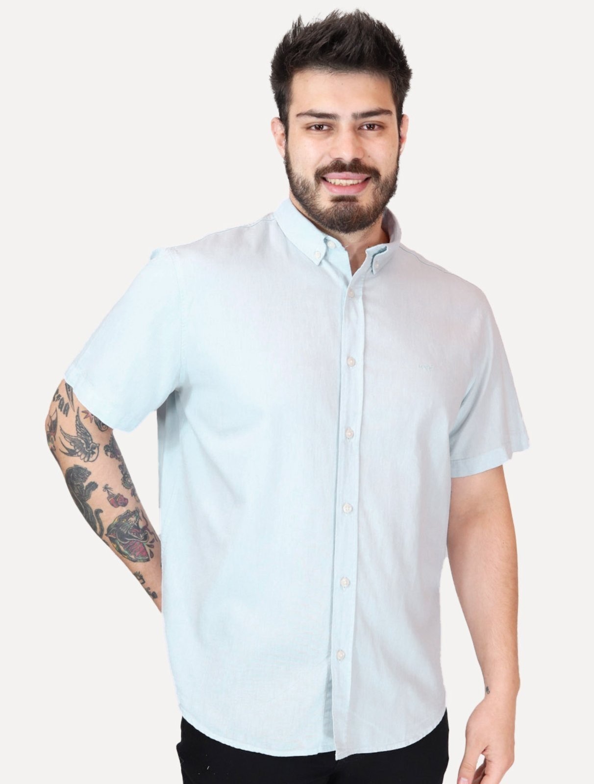 Imagem principal Camisa Levis Masculina Relaxed Oxford Authentic Button Down Manga Curta Claro Levis azul