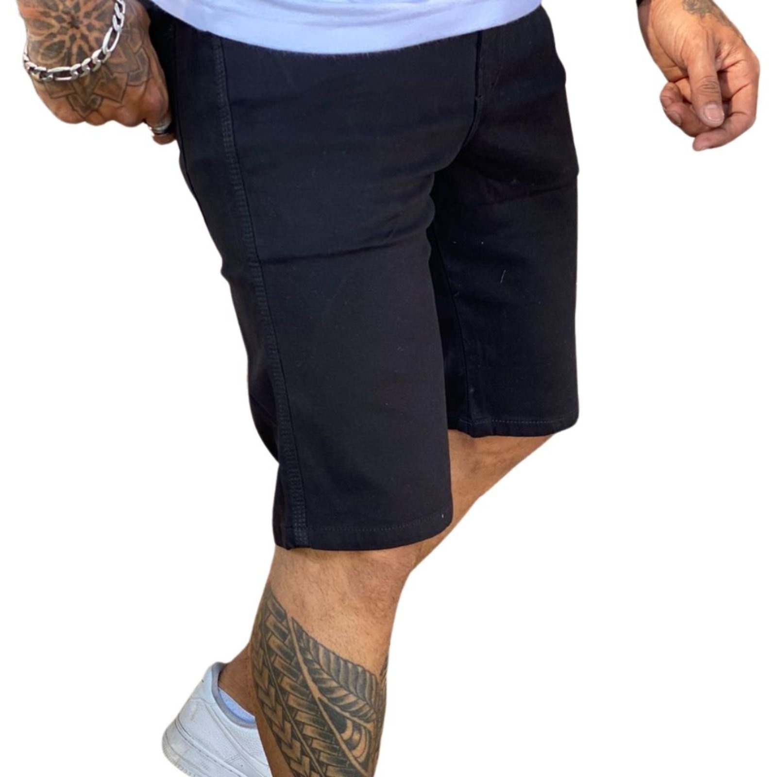 Imagem principal Bermuda Lisa Masculina Preta Sarja JEANS LIGHT preto