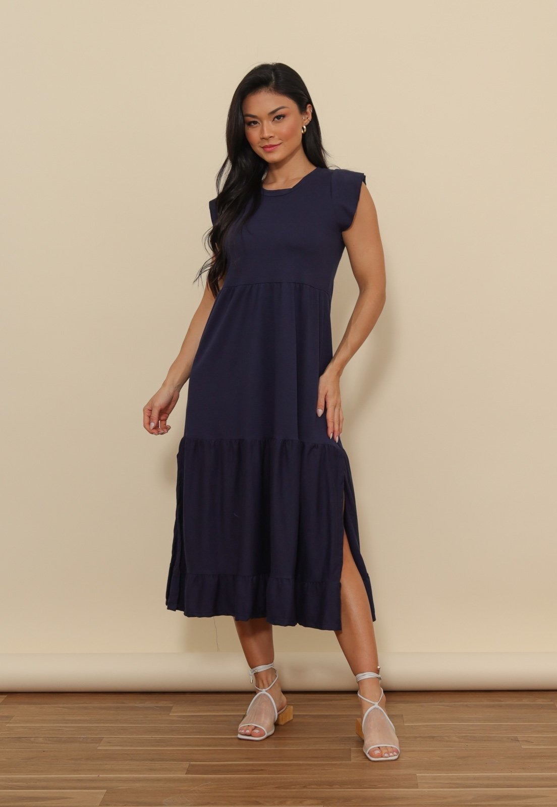 Imagem principal Vestido Aura Midi Núbia Marinho Aura azul marinho