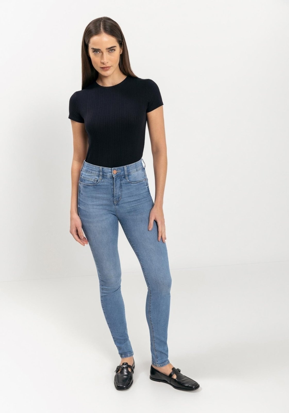 Imagem principal Calça Jeans Skinny Shaping Com Cintura Alta E Bolsos Lez a Lez azul
