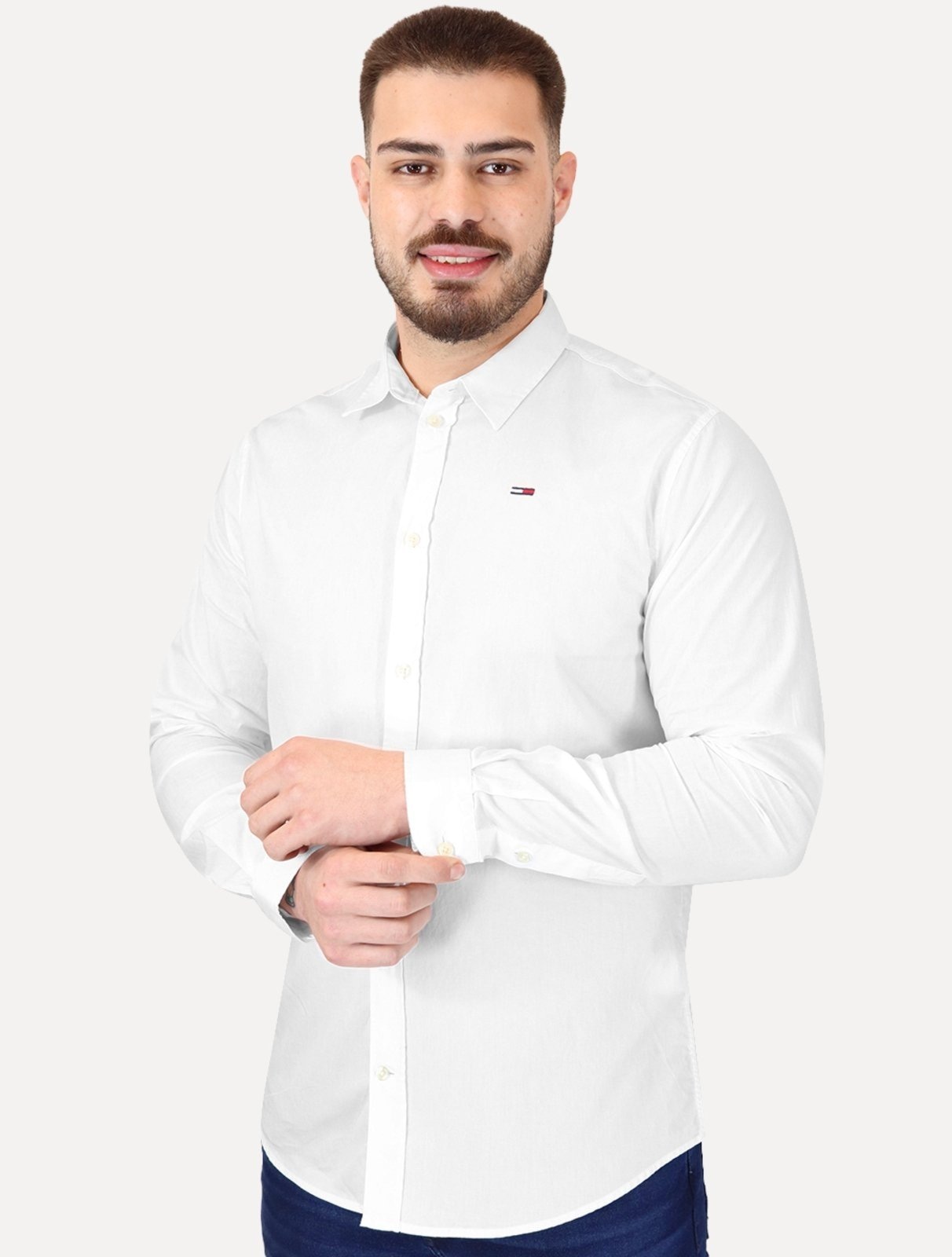 Imagem principal Camisa Tommy Jeans Masculina Regular Entry Poplin Branca Tommy Jeans branco