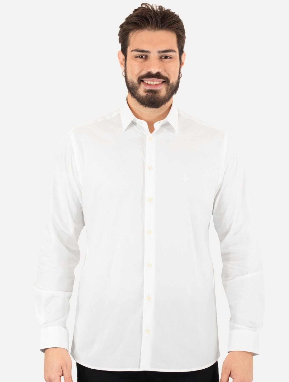 Imagem principal Camisa Dudalina Masculina Slim Tricoline Lisa Stretch Branca Dudalina branco