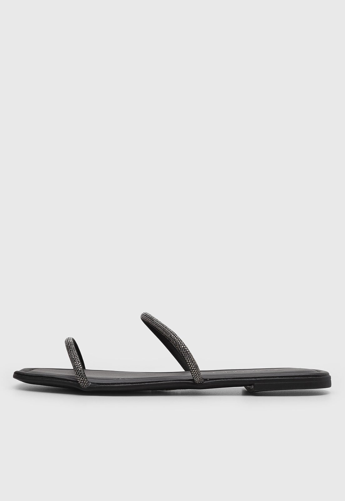 Imagem principal Rasteira Feminina Via Uno Tiras Brilhantes Preta VIA UNO preto