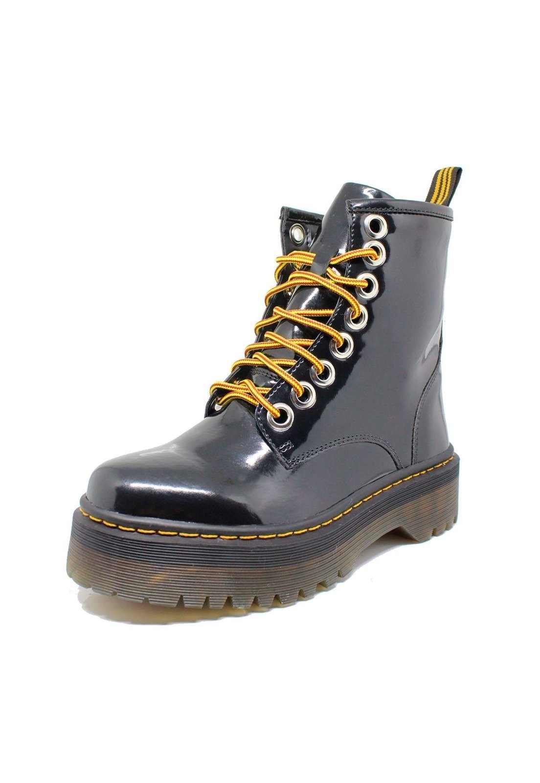 Imagem principal Coturno Tratorado Inglês Estilo Veggie Verniz Prata ESTILO VEGGIE SHOES preto