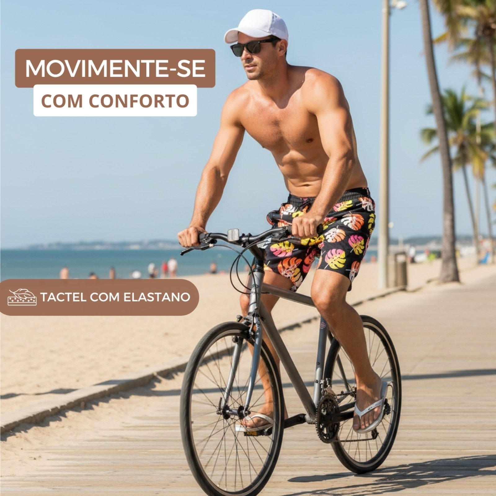 Imagem principal Bermuda Estampada KS Tactel Elastano Short Praia Verão Mauricinho KS preto