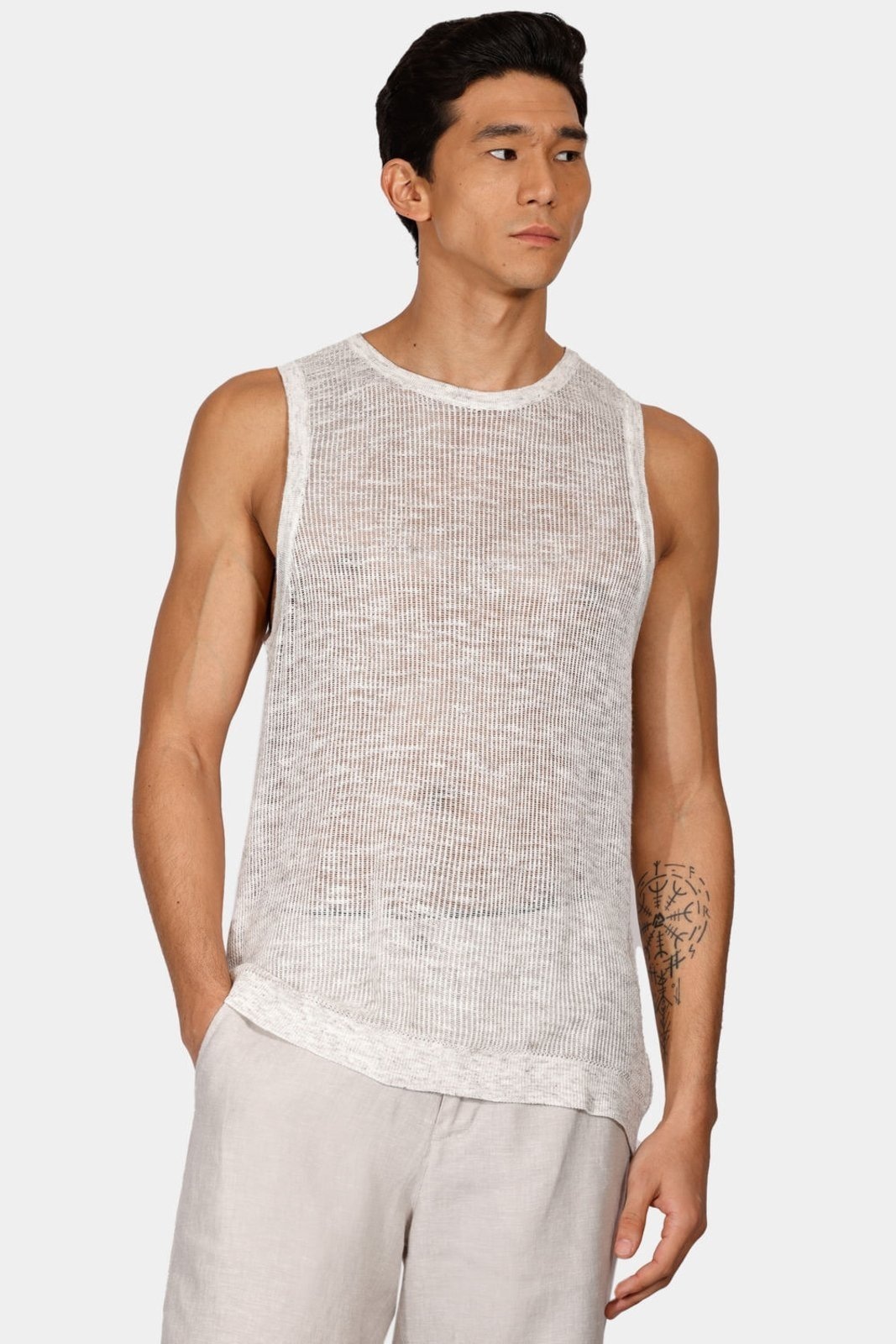 Imagem principal Tricot Aramis Manga Curta Regata Ponto Rede Cáqui Aramis incolor