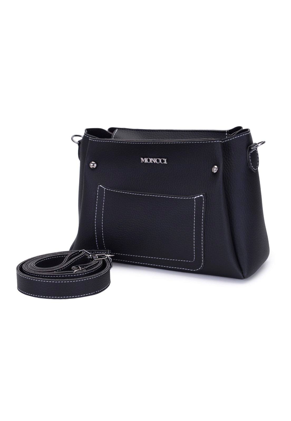 Imagem principal Bolsa Feminina Pequena Moncci Alça Trasversal com Detalhes Branco MONCCI preto