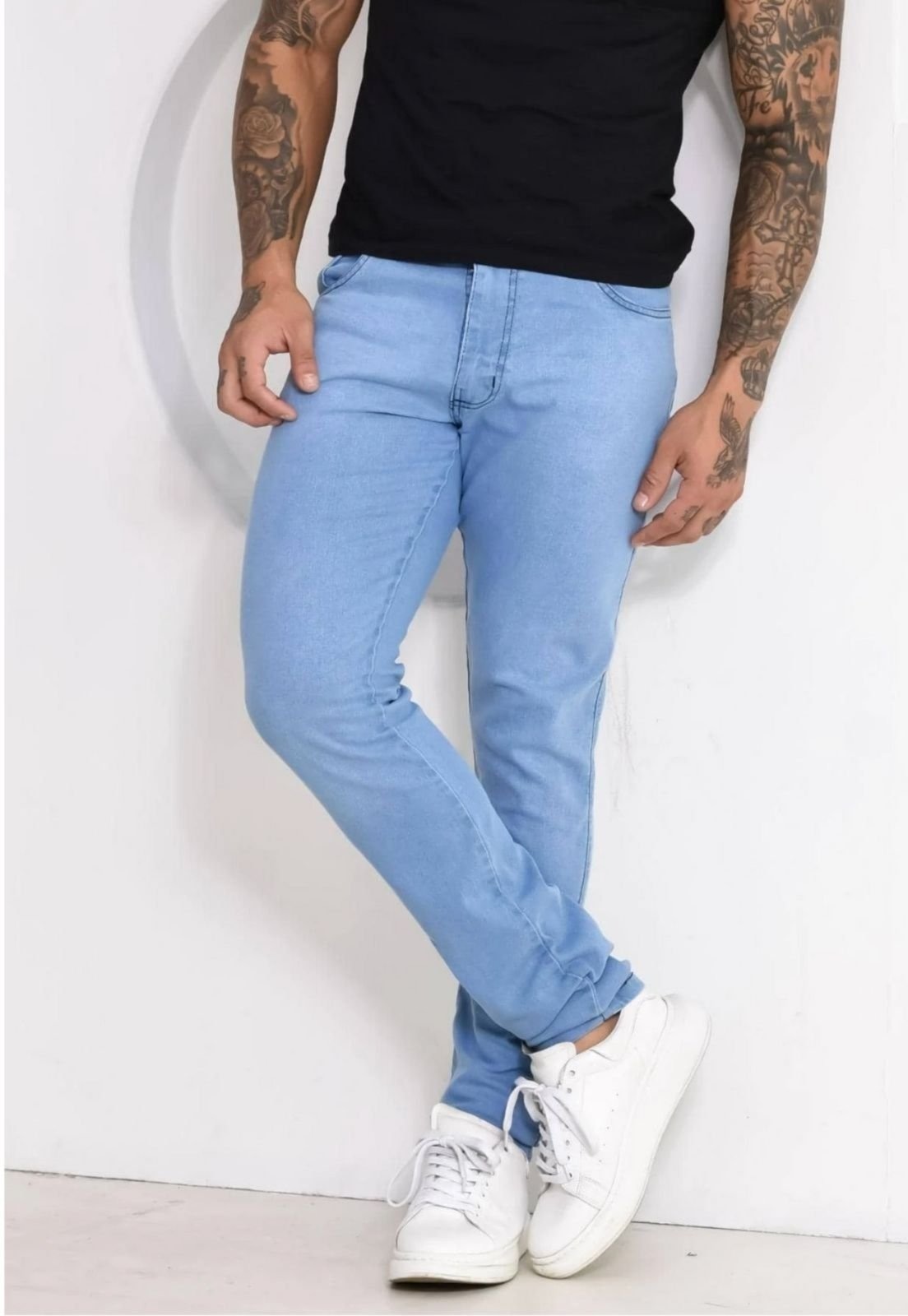 Imagem principal Calça Jeans Masculina Slim linha Premium Modelo Fashion Delave ED E A E JEANS azul