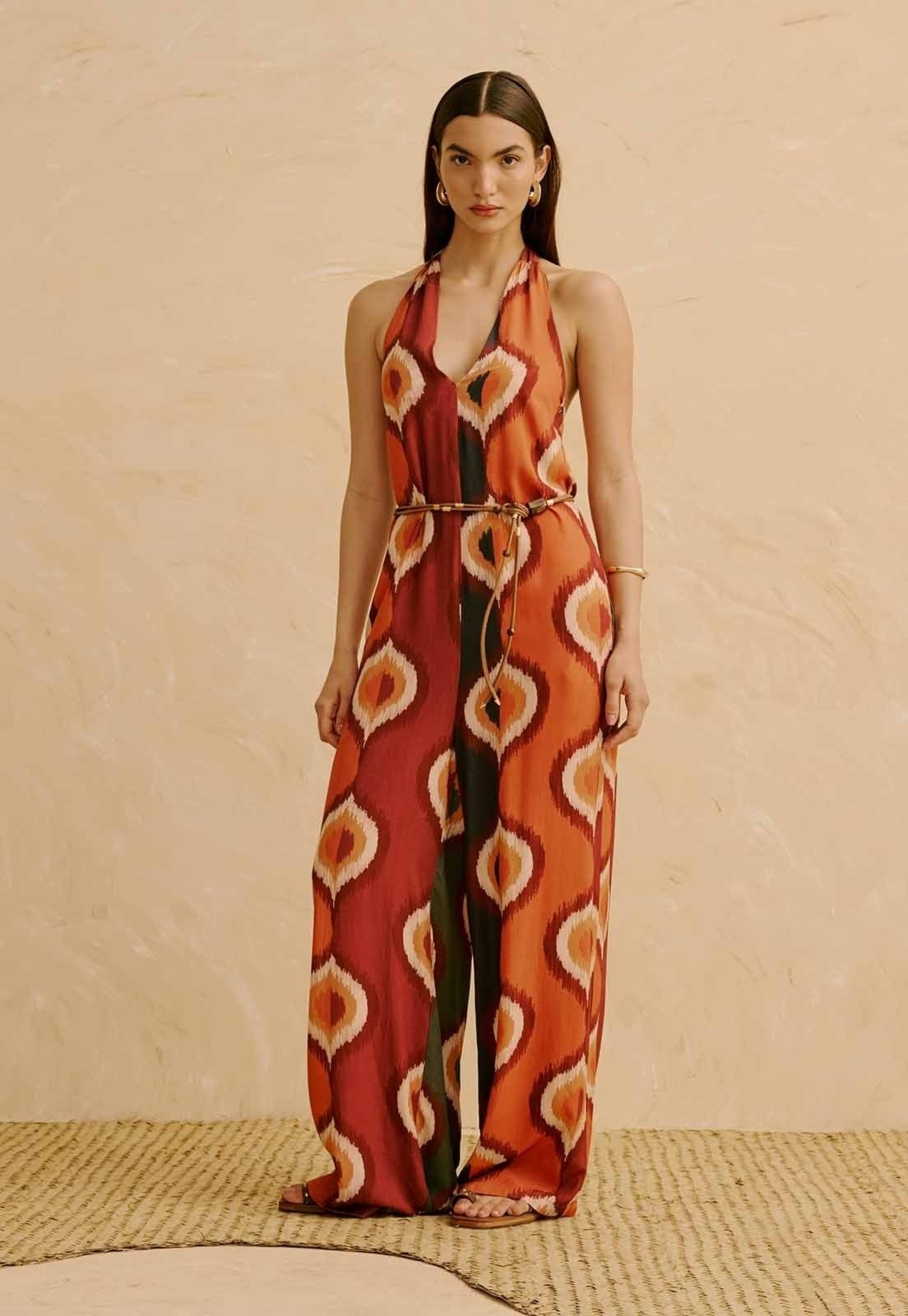 Imagem principal Macacão Frente Única Estampado Taquile CaCay marrom