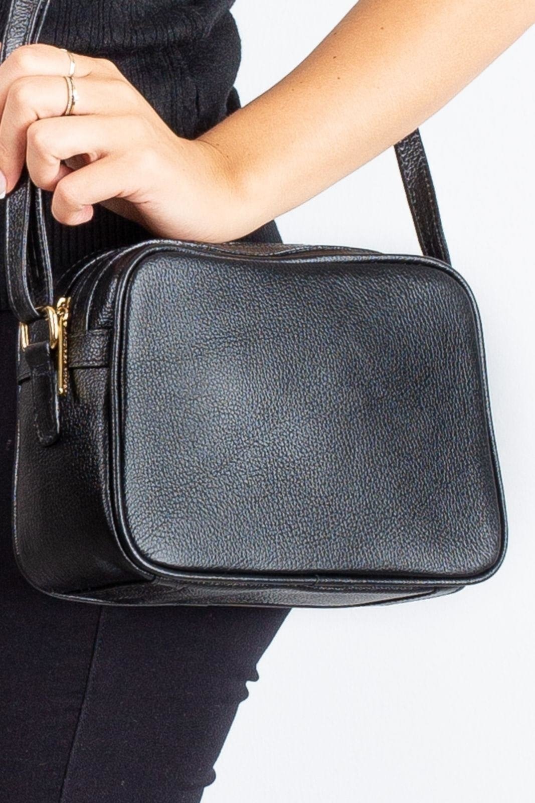 Imagem principal Bolsa quadrada pequena de couro liso Diana Andrea Vinci preto