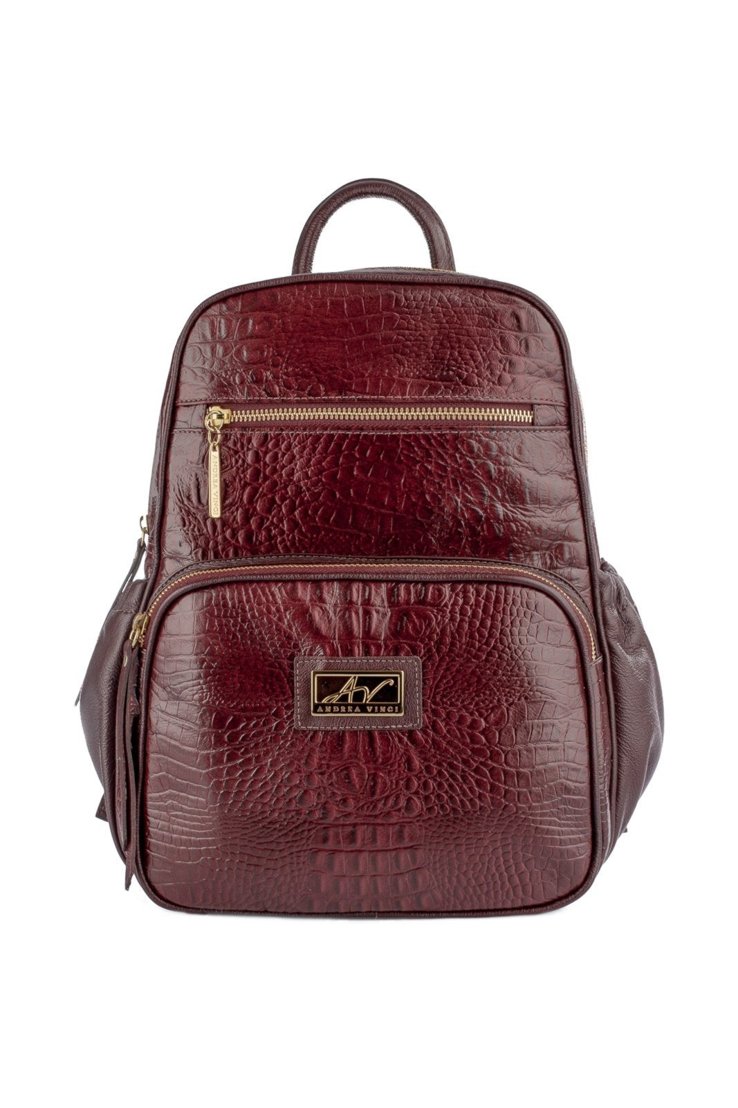 Imagem principal Mochila pequena de couro croco Zoey - Marsala Andrea Vinci bordô
