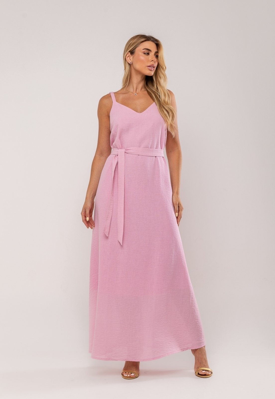 Imagem principal Vestido Longo Com Faixa Na Cintura Salvatore Salvatore Fashion rosa