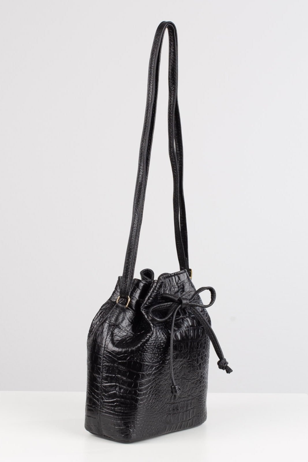 Imagem principal Mini bolsa saco em couro croco Nathy Andrea Vinci preto