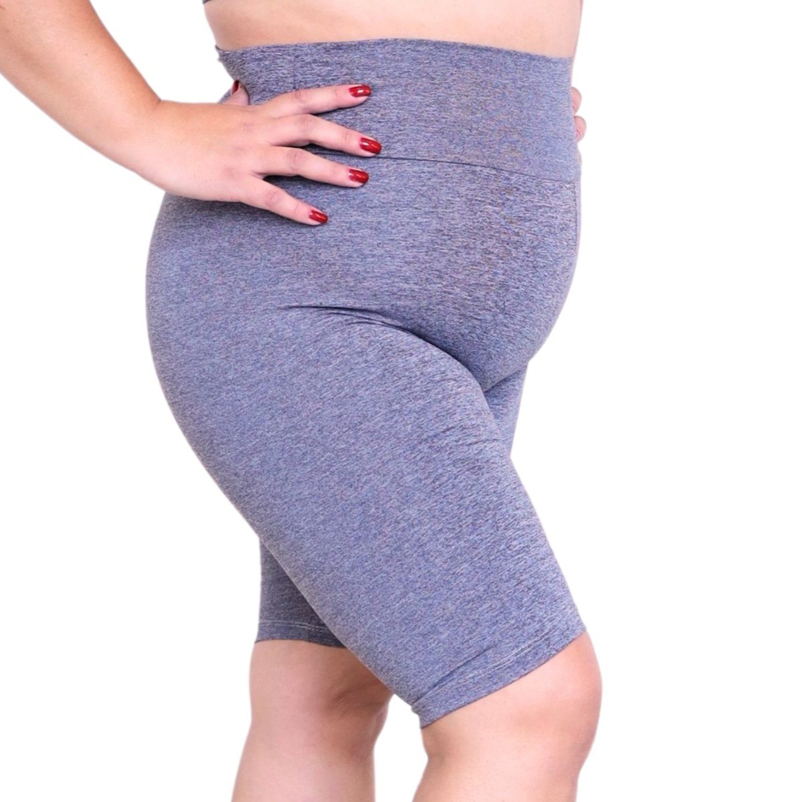 Imagem principal Bermuda Plus Size Heide Ribeiro Linha Silver Academia Cinza Mescla Heide Ribeiro preto silver