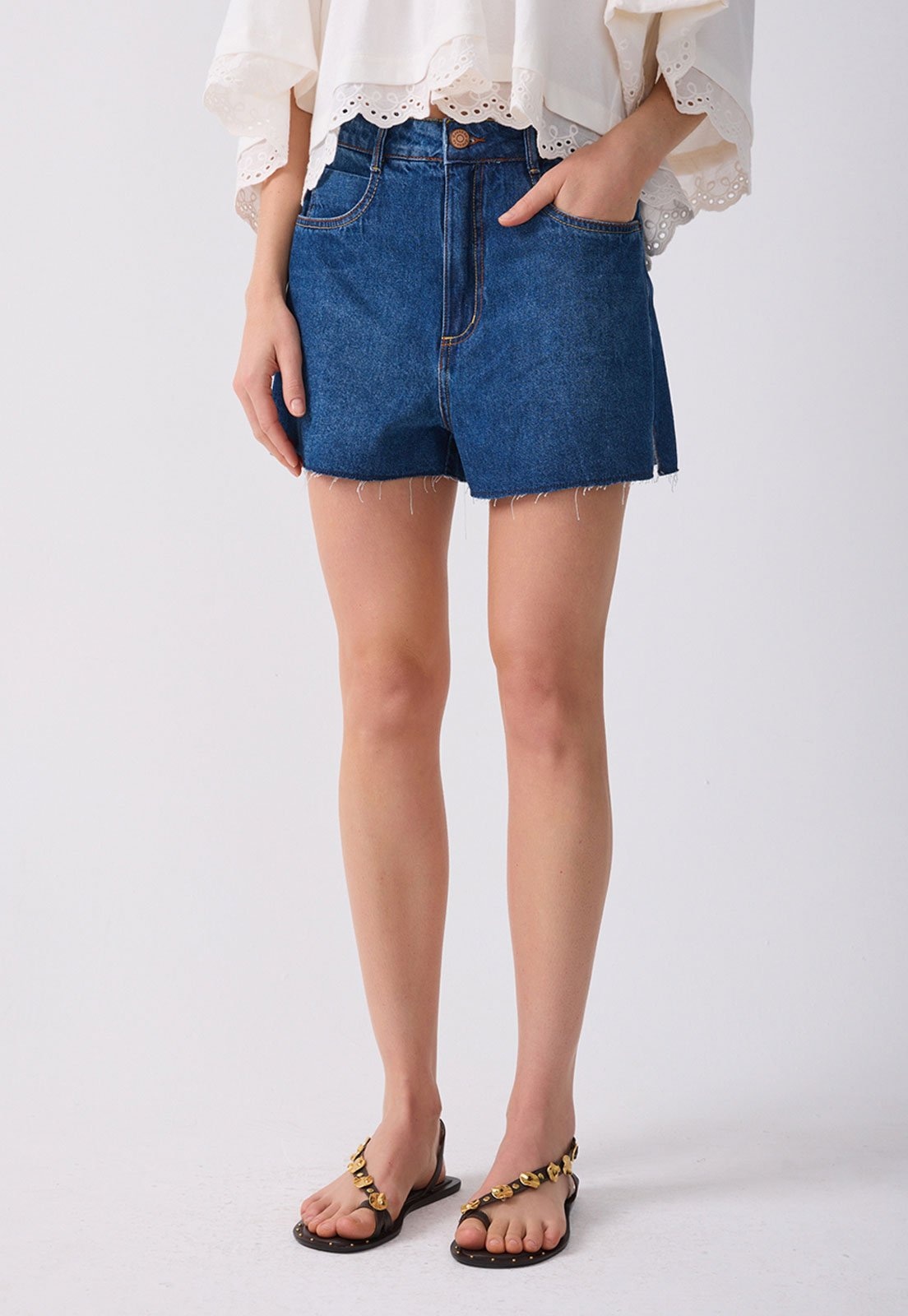 Imagem principal Shorts Feminino Dress To Jeans Barra Desfiada Dress to azul