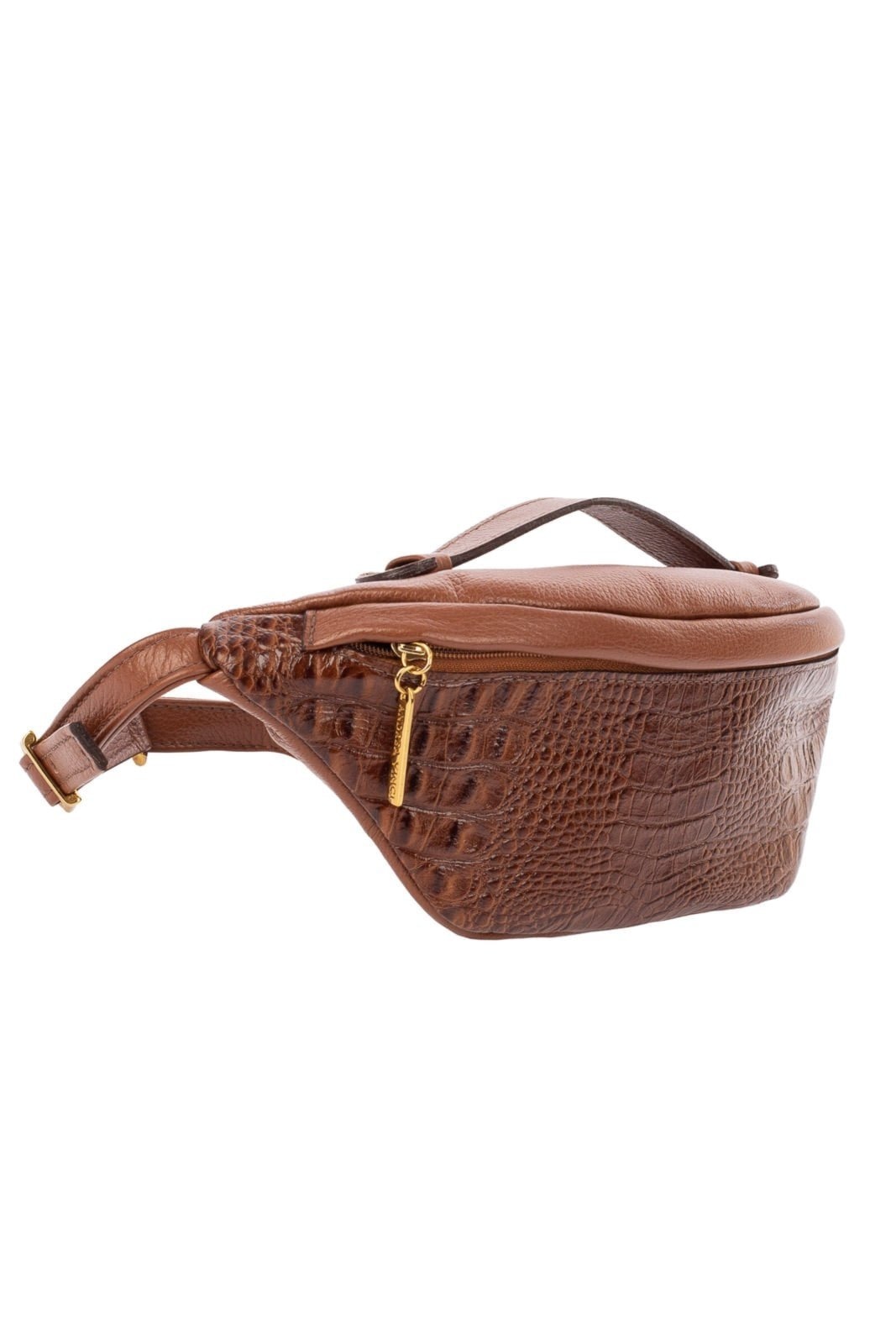 Imagem principal Pochete feminina grande de couro croco Dália - Whisky Andrea Vinci preto