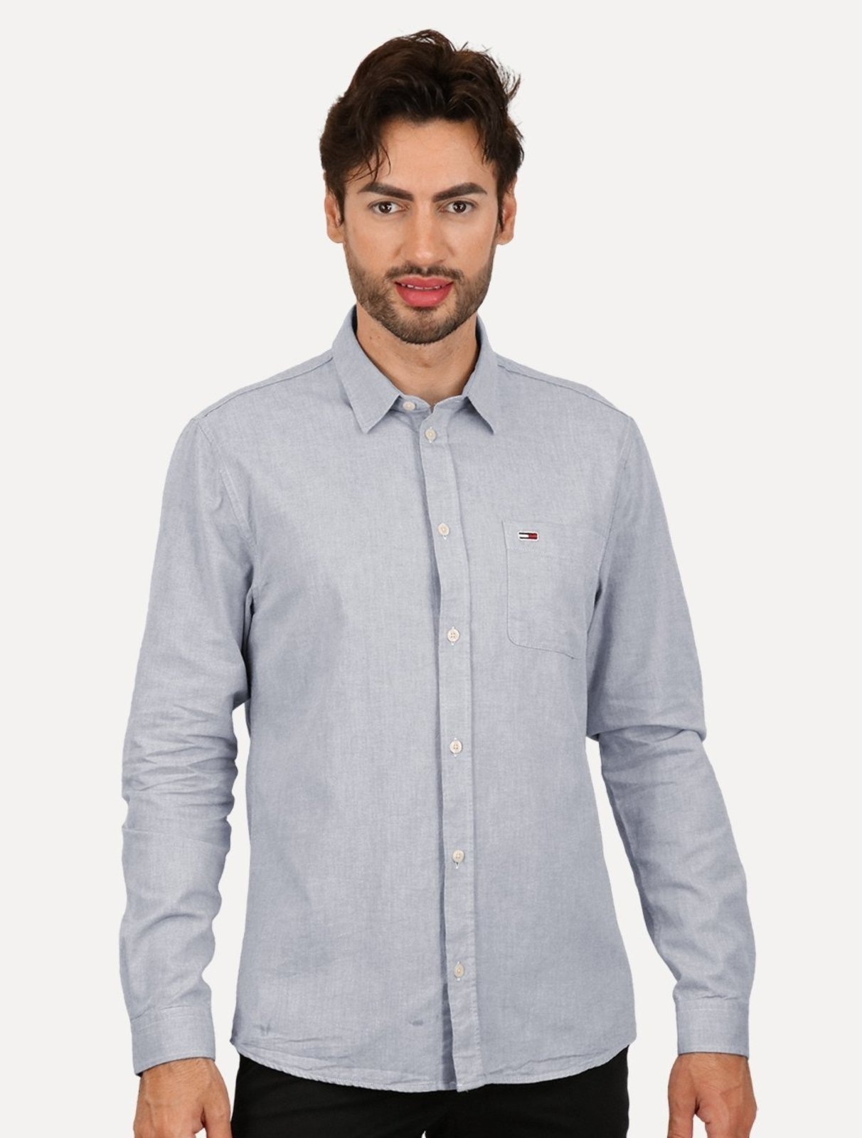 Imagem principal Camisa Tommy Jeans Masculina Regular Classic Oxford Pocket Escuro Tommy Jeans azul