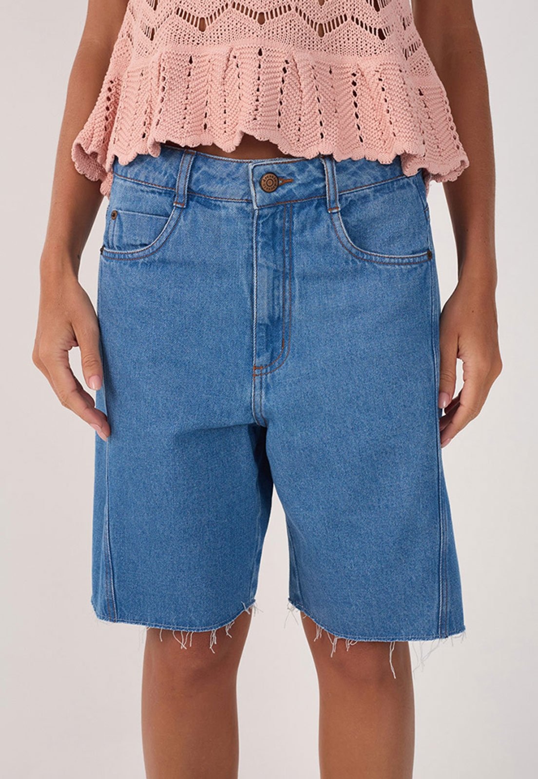 Imagem principal Bermuda Jeans Dress To Reta Barra Destroyed Dress to azul