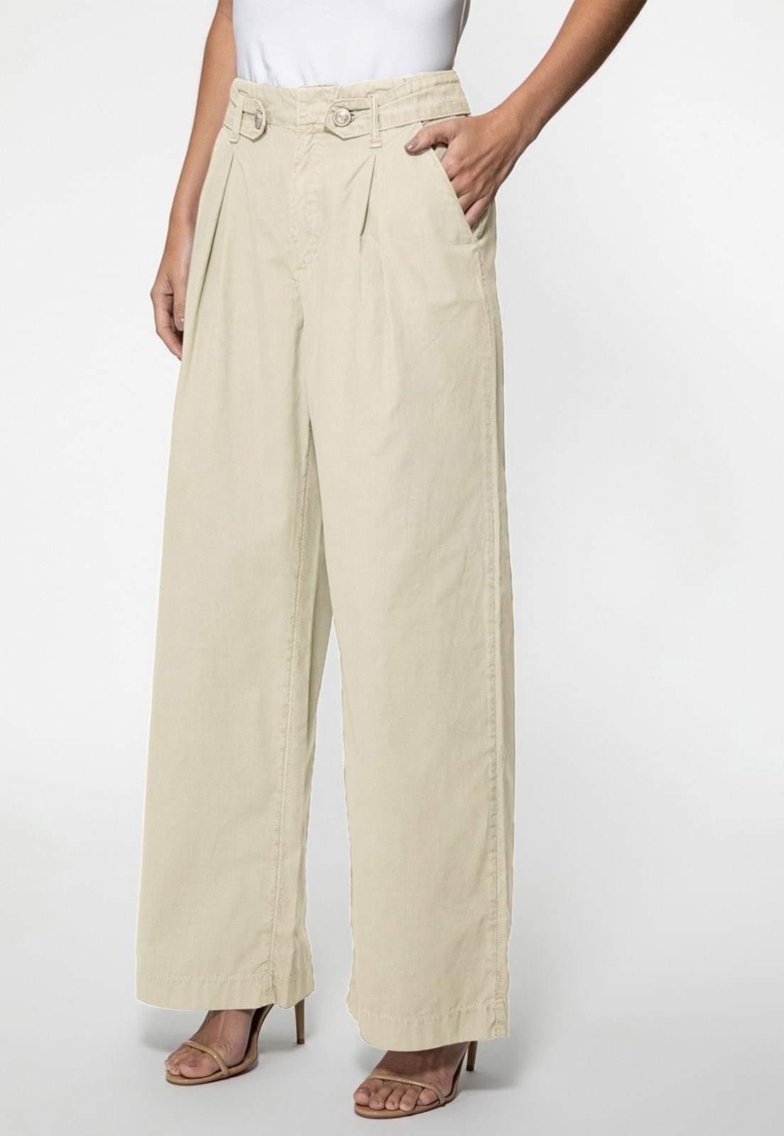 Imagem principal Calça Sarja Guess Wide Leg Botões Bege Guess amarelo