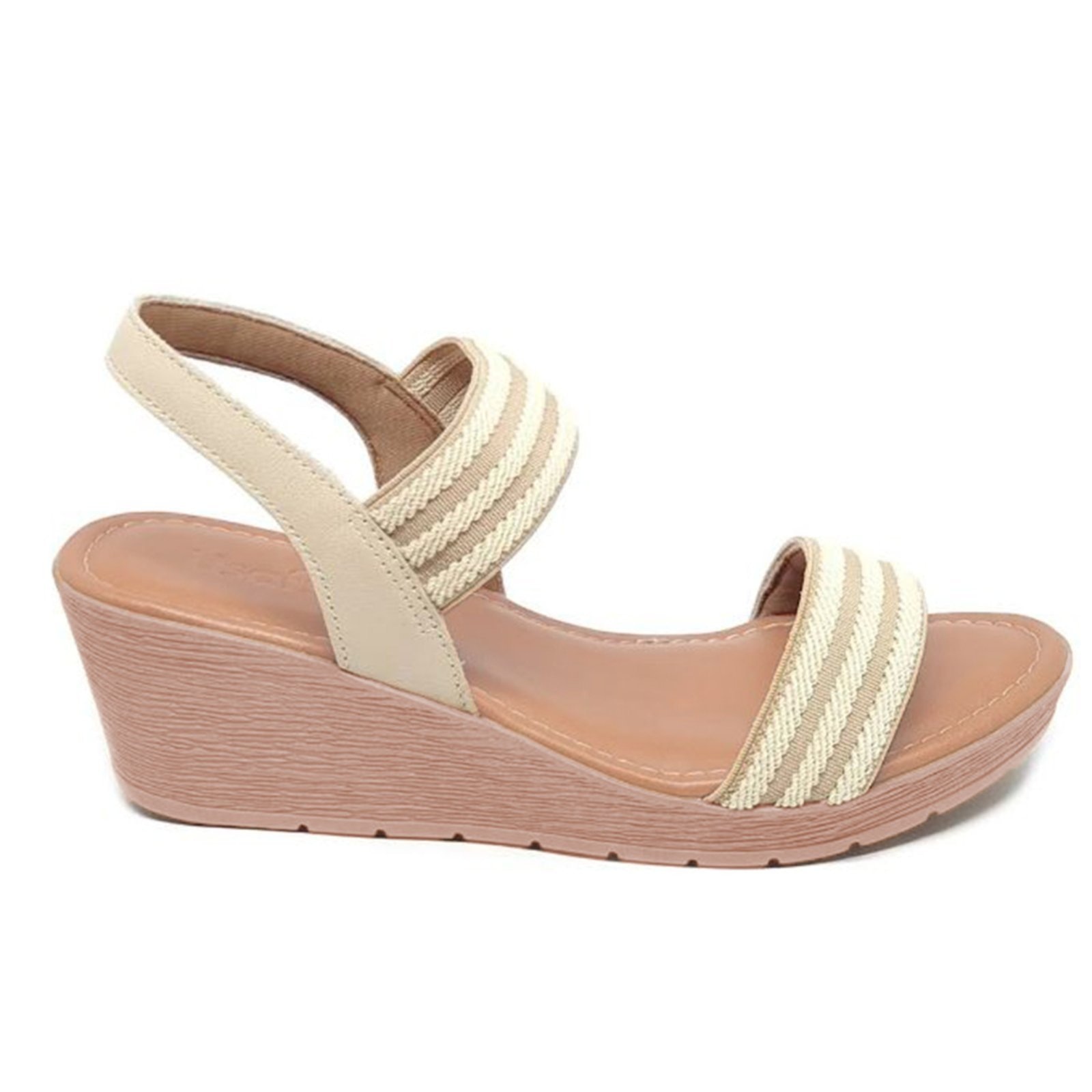 Imagem principal Sandália Usaflex Plataforma Feminina Anabela Tiras Elásticas Usaflex bege