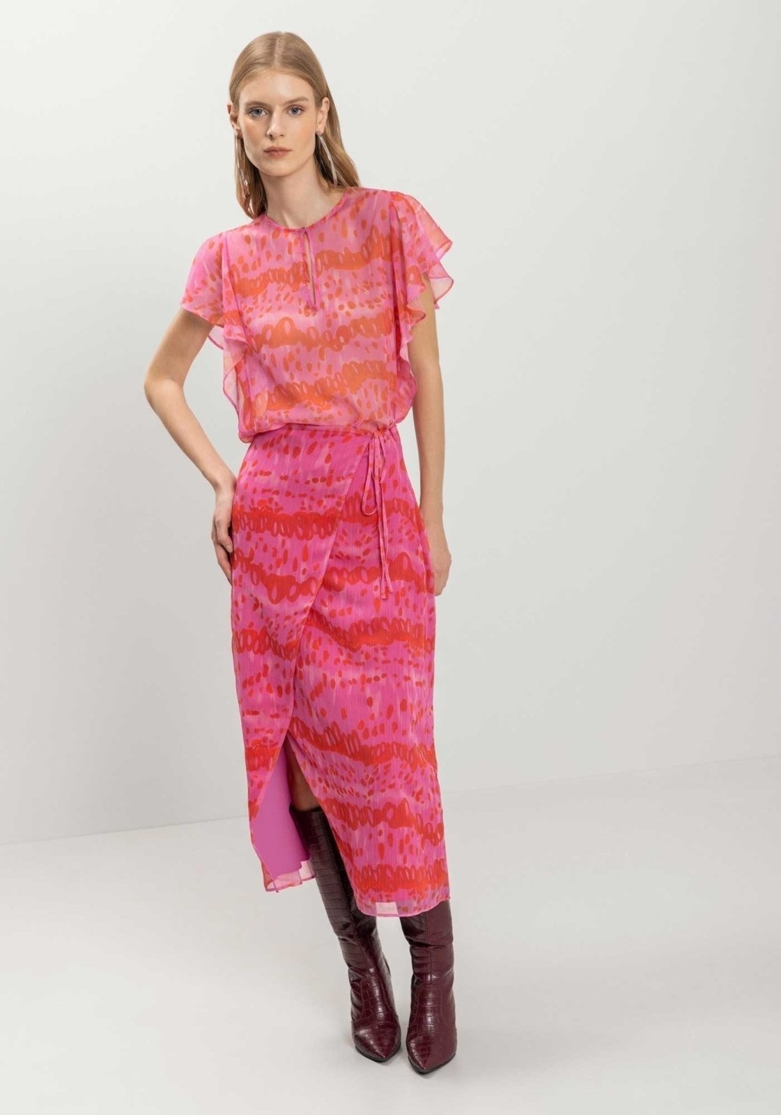 Imagem principal Saia Estampada Chá Com Cintura Alta E Transparência Lez a Lez poás