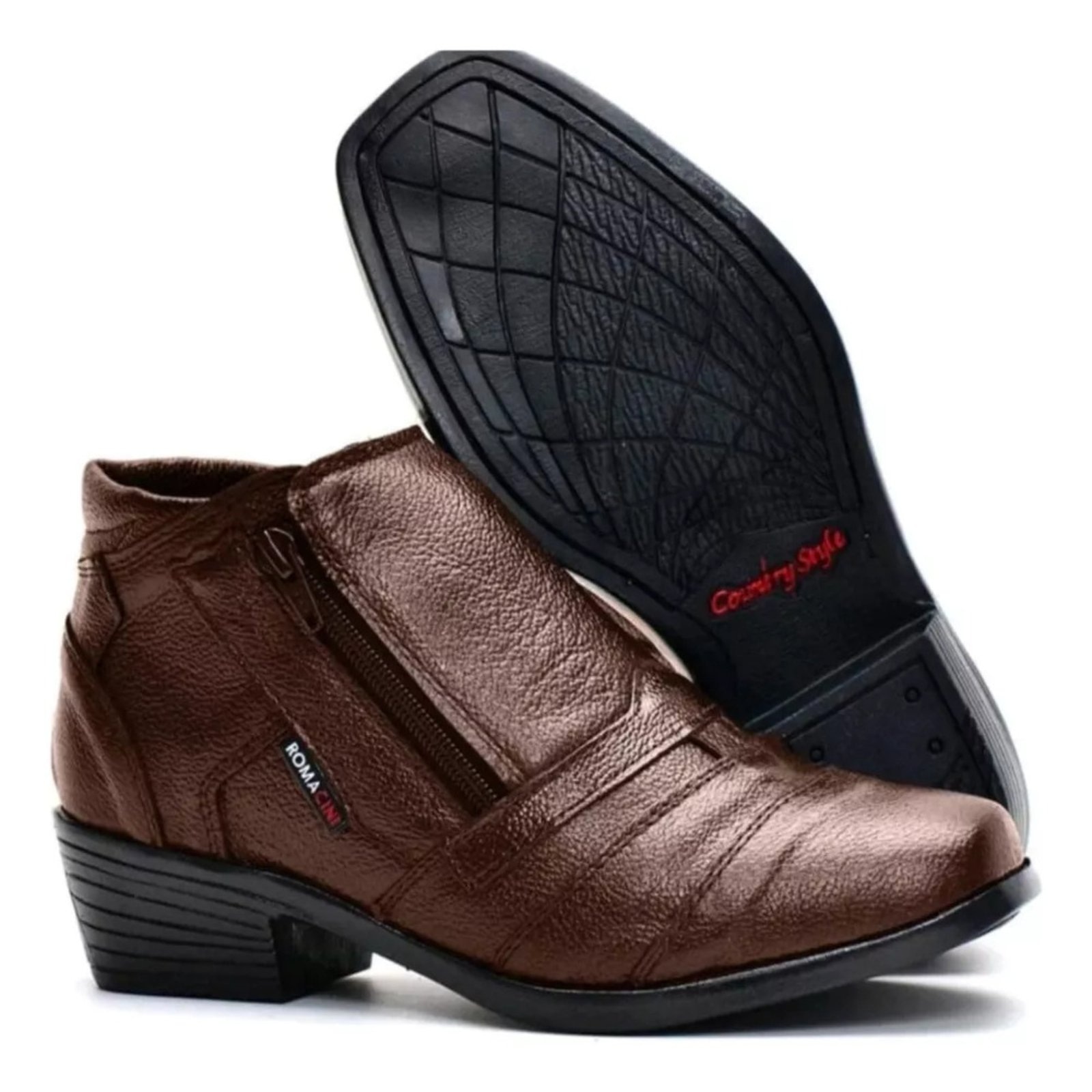 Imagem principal Botina Social Bota De Couro Casual Lavini Com Abertura Ziper Lavini Shoes café