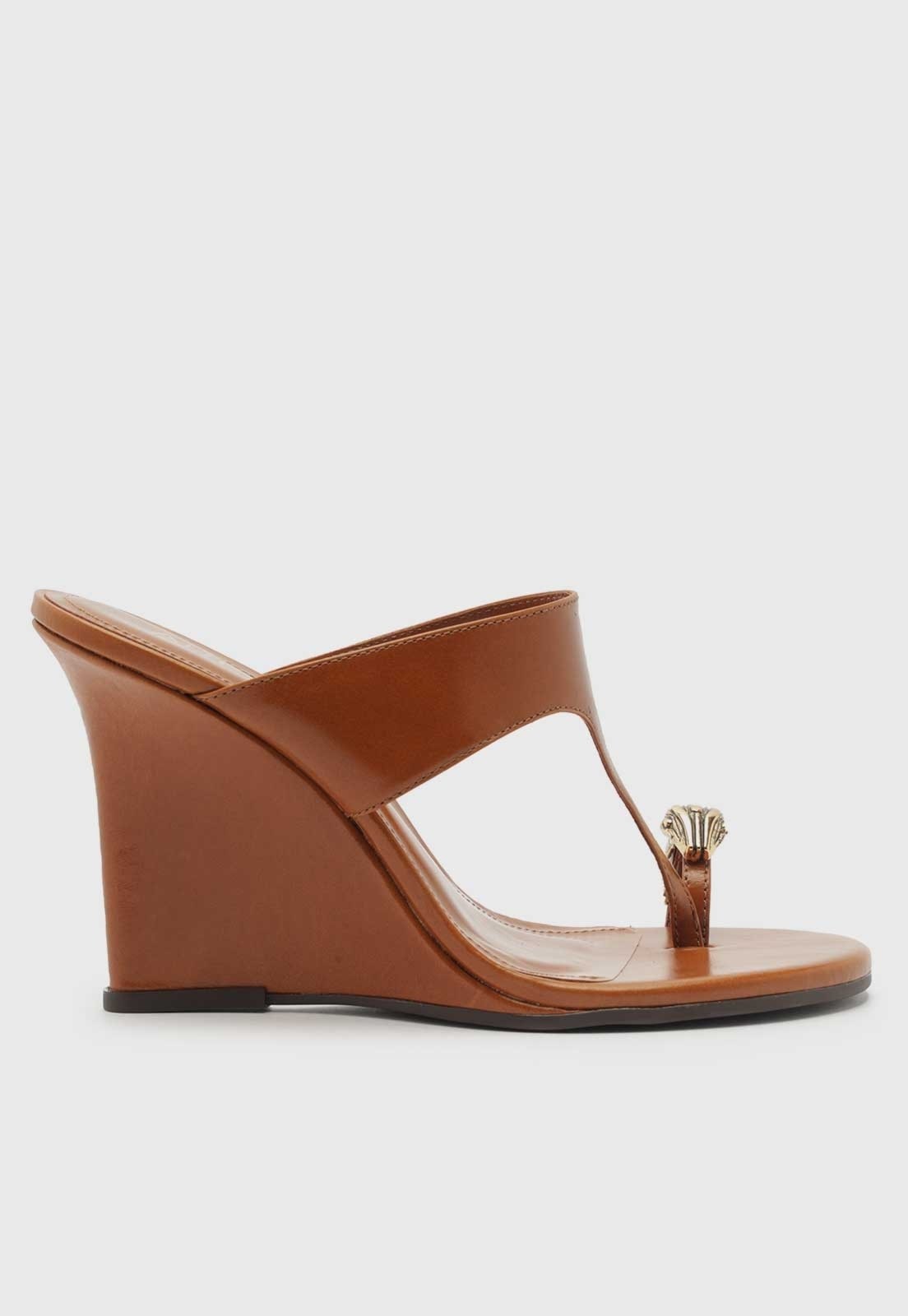 Imagem principal Sandália Anabela Arezzo Detalhe Metálico Warm Almond Arezzo caramelo