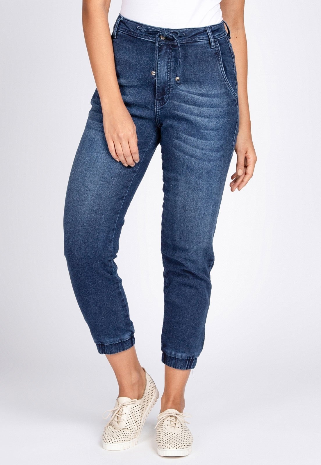 Imagem principal Calça Jogger Jeans Bloom Moletom Elástico Barra Bloom azul