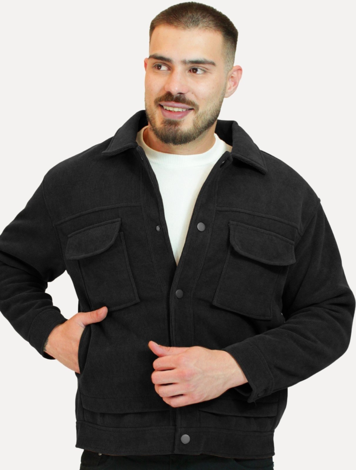 Imagem principal Jaqueta Dixen Masculina Veludo Cotelê Pockets Preta Aeropostale preto