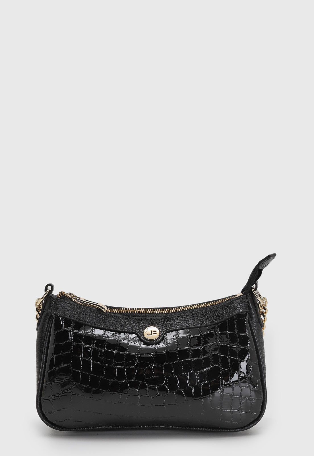 Imagem principal Bolsa Pequena Feminina Jorge Bischoff Croco Verniz Preta Jorge Bischoff preto